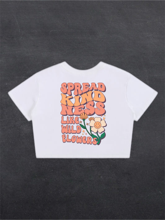 SPREAD KINDNESS CROPPED TEE - FRONT PRINT (black/white)