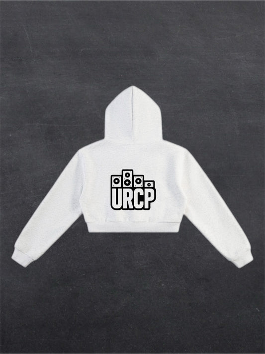 URCP LOGO CROPPED HOODIE - BACK PRINT (grey)