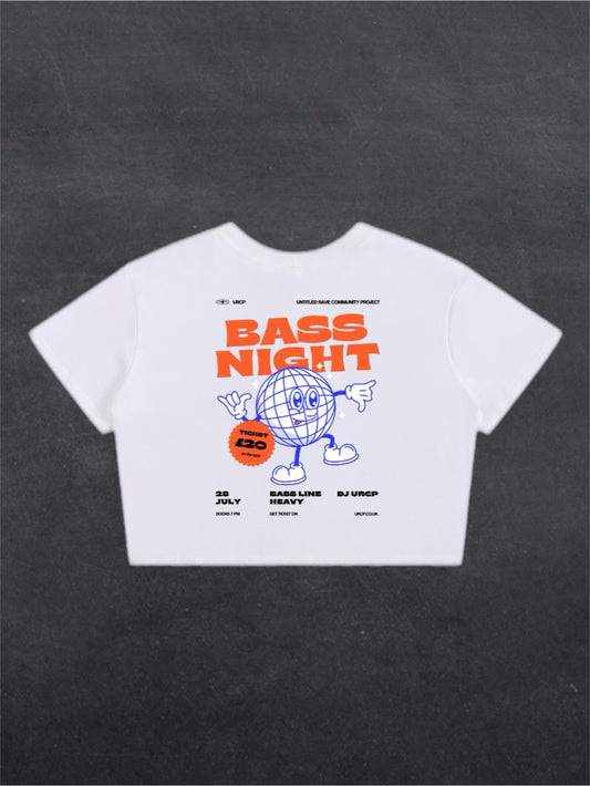 BASS NIGHT CROPPED TEE - BACK PRINT (white)