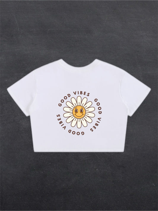 GOOD VIBES CROPPED TEE - BACK PRINT (white)