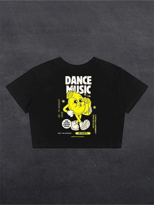DANCE MUSIC CROPPED TEE - BACK PRINT (black)
