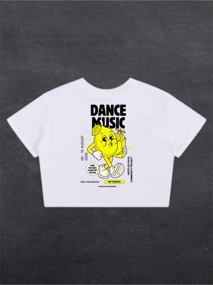 DANCE MUSIC CROPPED TEE - BACK PRINT (white)
