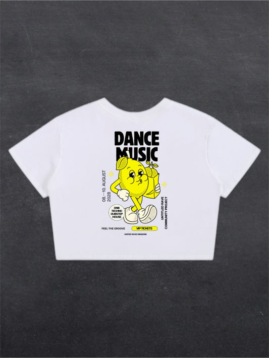 DANCE MUSIC CROPPED TEE - BACK PRINT (white)