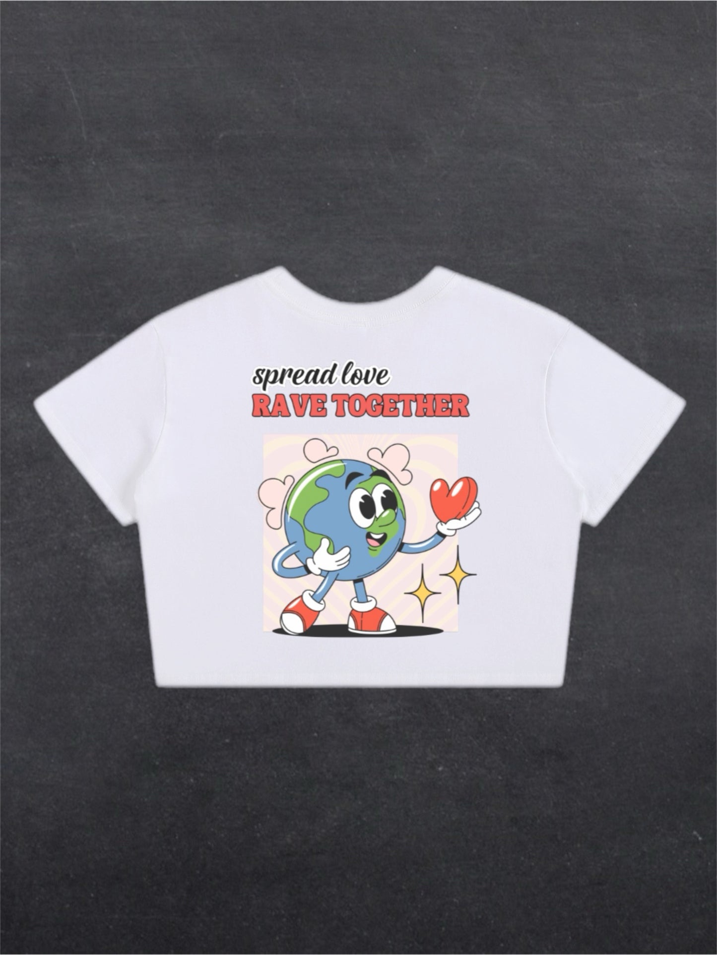 SPREAD LOVE RAVE TOGETHER CROPPED TEE - BACK PRINT (black/white)