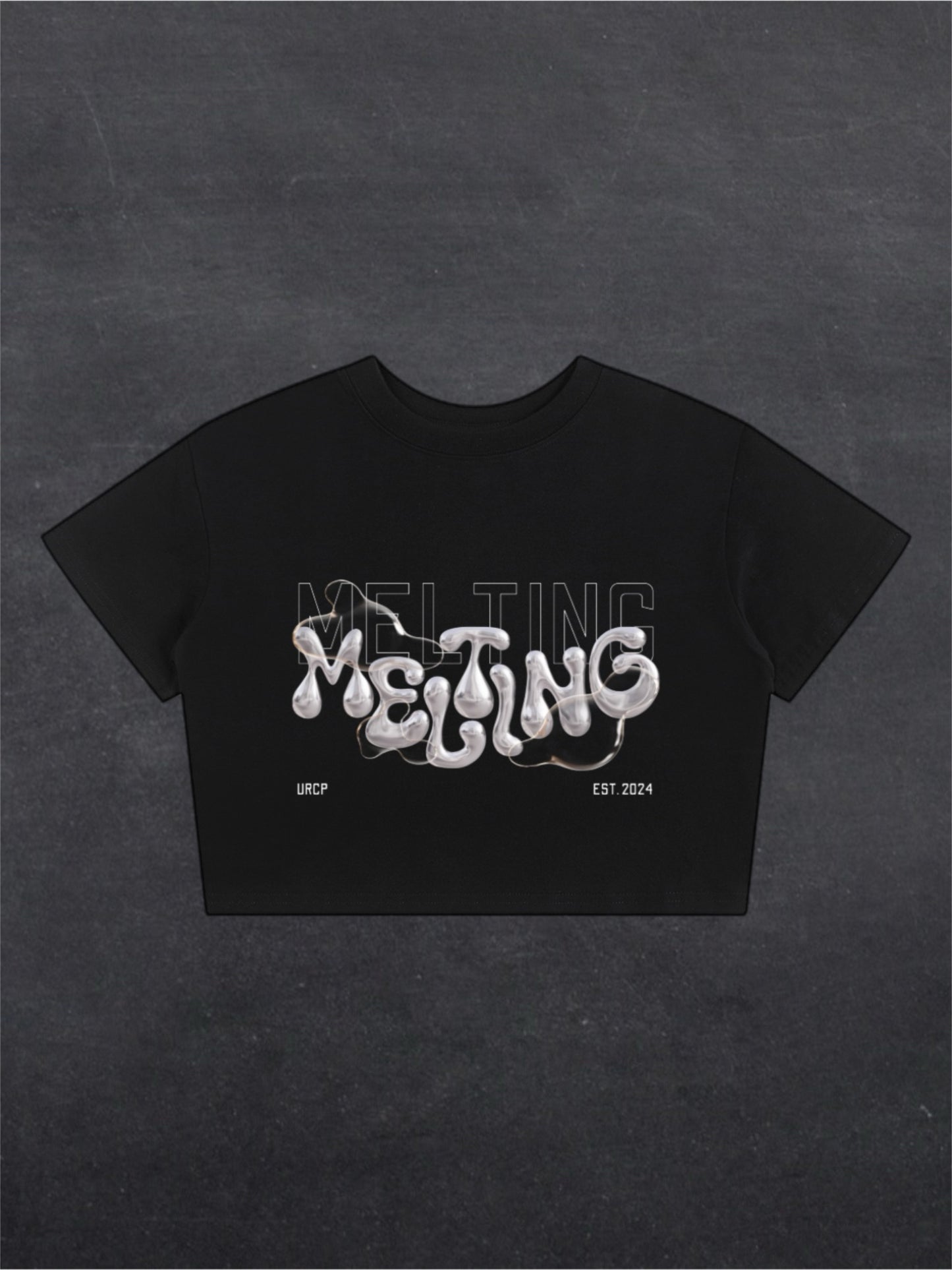 MELTING CROPPED TEE - FRONT PRINT (black)