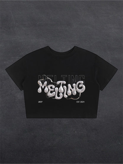 MELTING CROPPED TEE - FRONT PRINT (black)