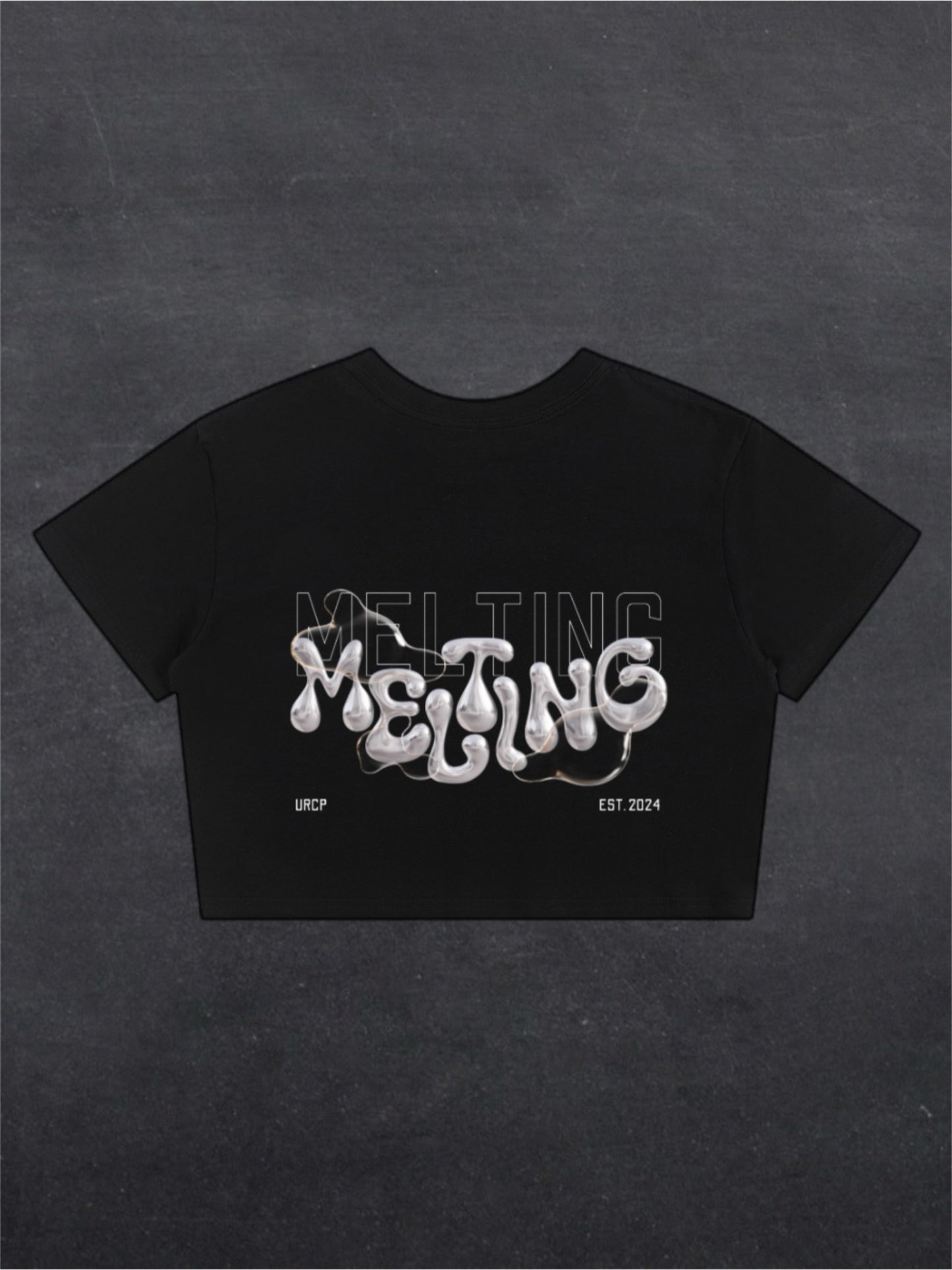 MELTING CROPPED TEE - BACK PRINT (black)