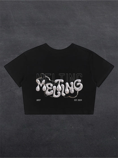 MELTING CROPPED TEE - BACK PRINT (black)