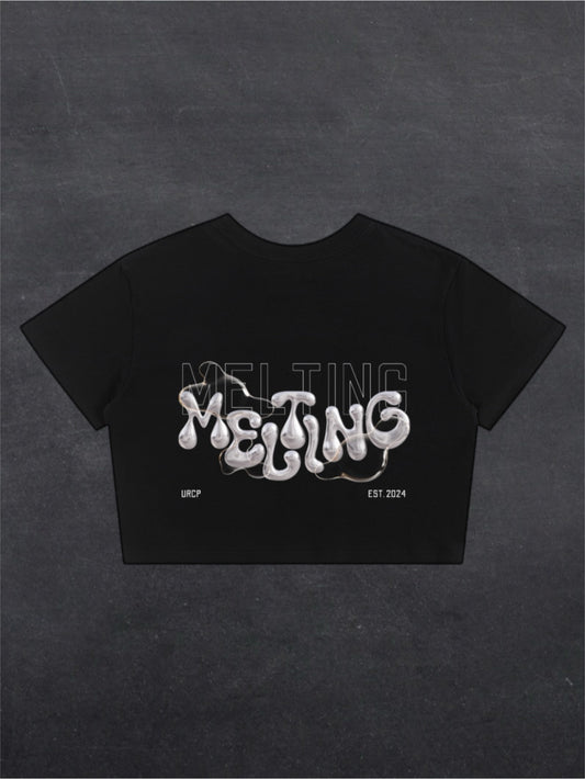 MELTING CROPPED TEE - BACK PRINT (black)