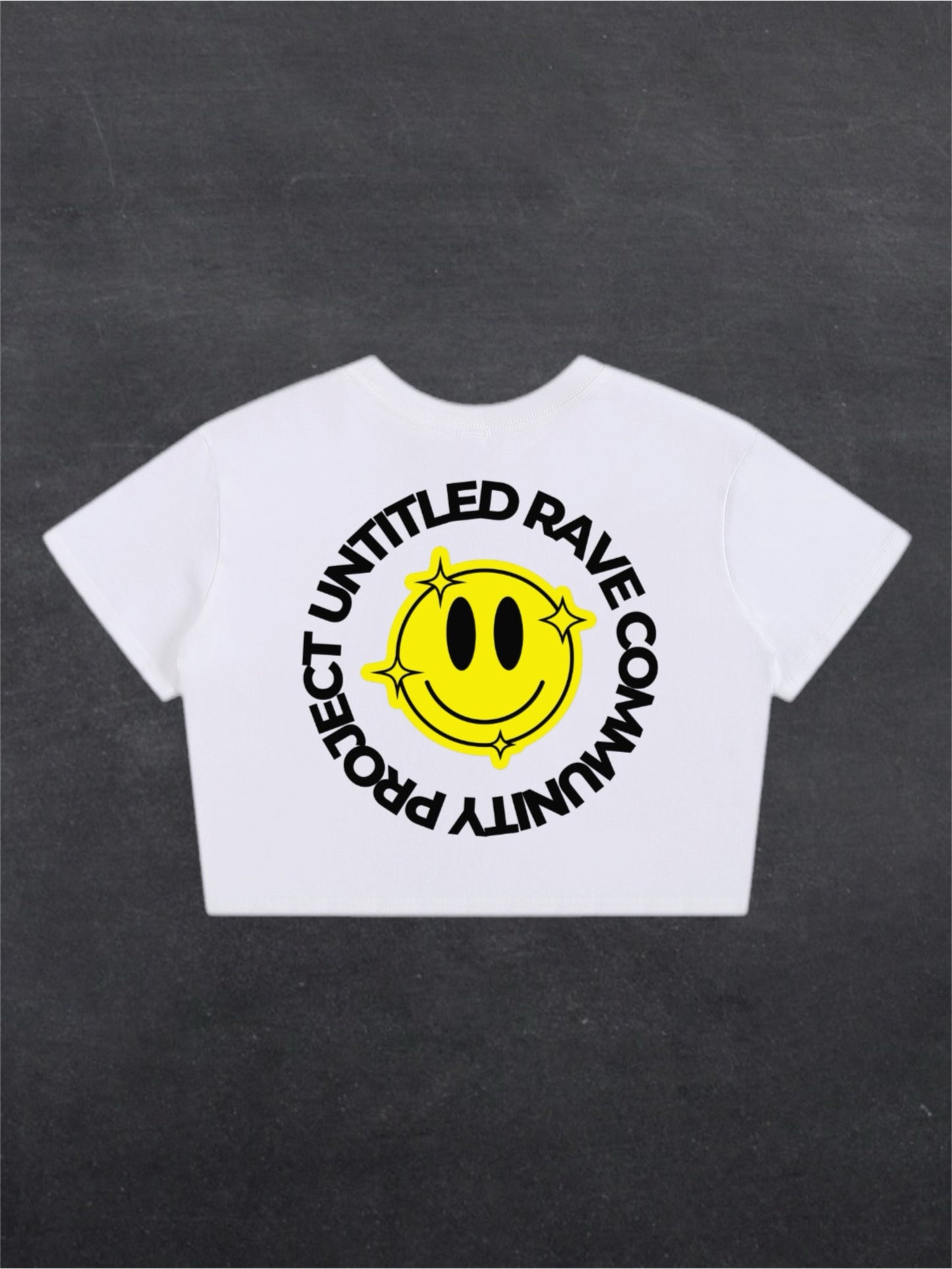 URCP SMILEY CROPPED TEE - BACK PRINT (white)
