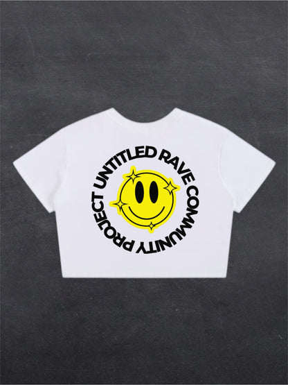 URCP SMILEY CROPPED TEE - BACK PRINT (white)