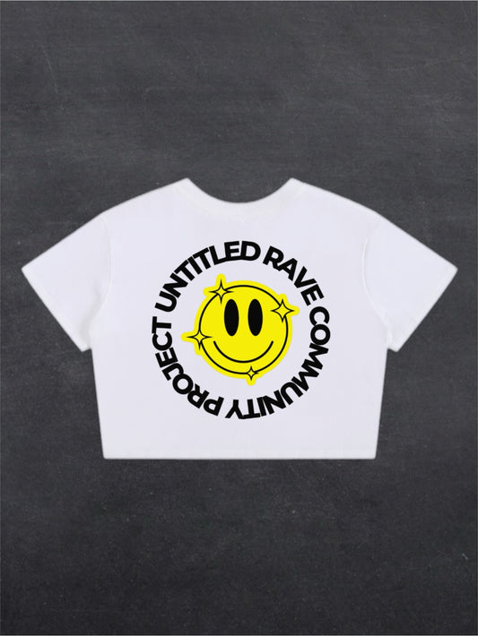URCP SMILEY CROPPED TEE - BACK PRINT (white)