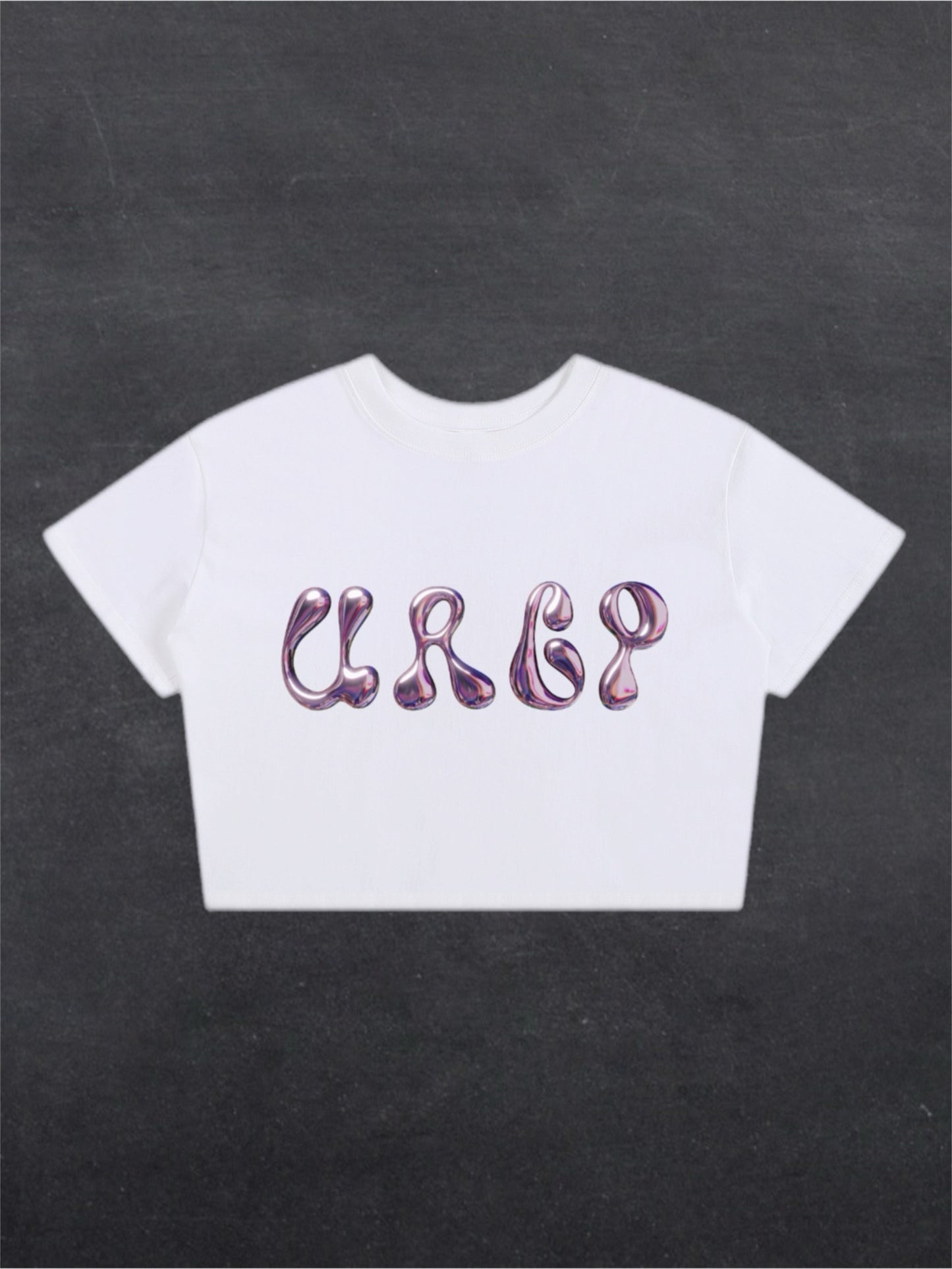 URCP METALLIC CROPPED TEE - FRONT PRINT (black/white)