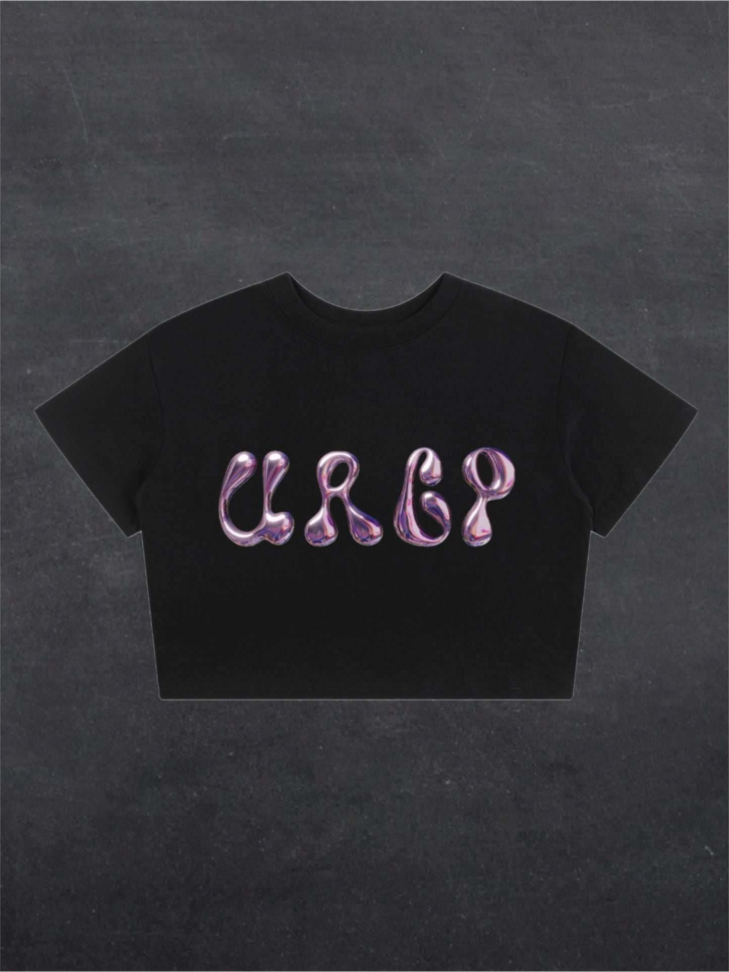 URCP METALLIC CROPPED TEE - FRONT PRINT (black/white)
