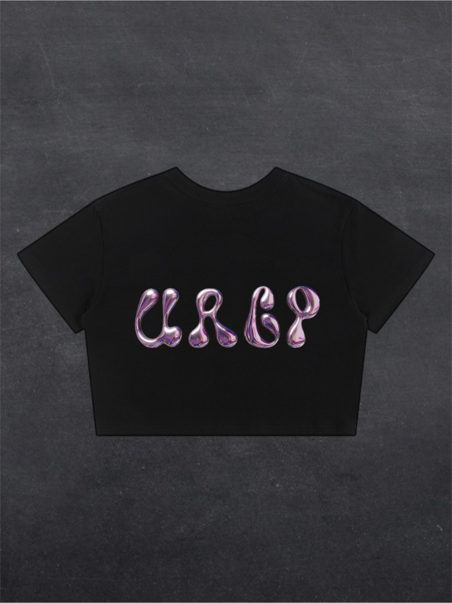 URCP METALLIC CROPPED TEE - BACK PRINT (black/white)