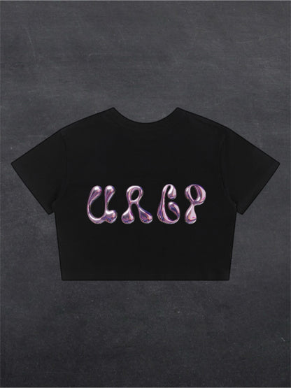 URCP METALLIC CROPPED TEE - BACK PRINT (black/white)