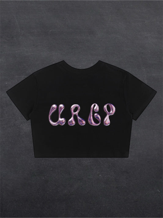 URCP METALLIC CROPPED TEE - BACK PRINT (black/white)
