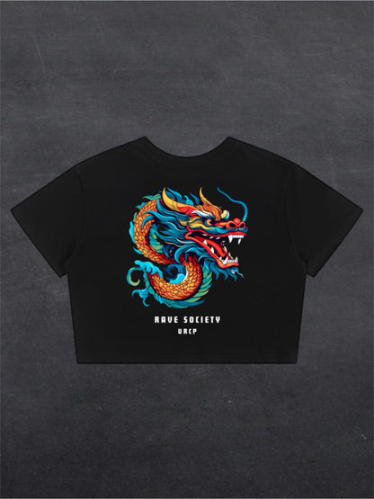 RAVE SOCIETY DRAGON CROPPED TEE - BACK PRINT (black)