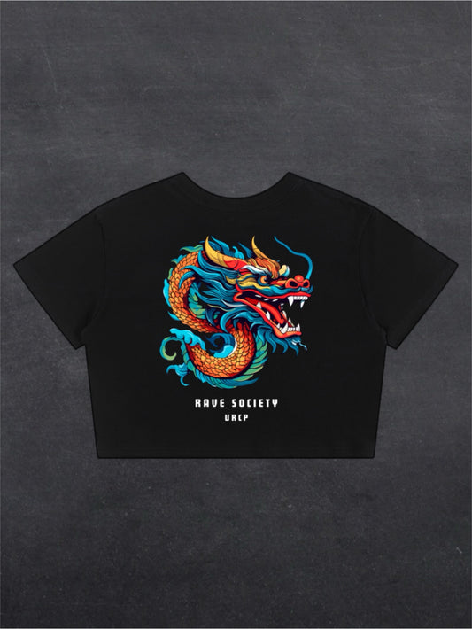 RAVE SOCIETY DRAGON CROPPED TEE - BACK PRINT (black)
