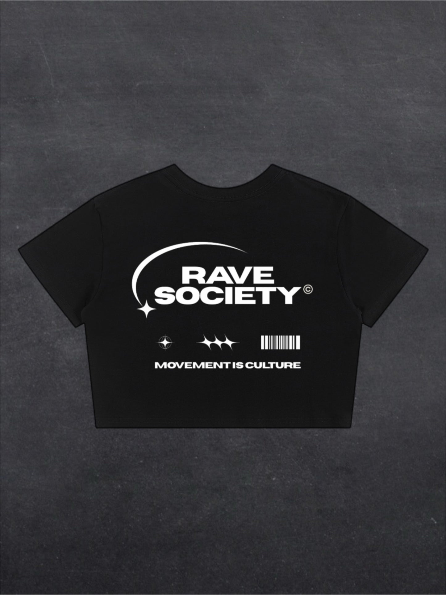 RAVE SOCIETY CROPPED TEE - BACK PRINT (black)