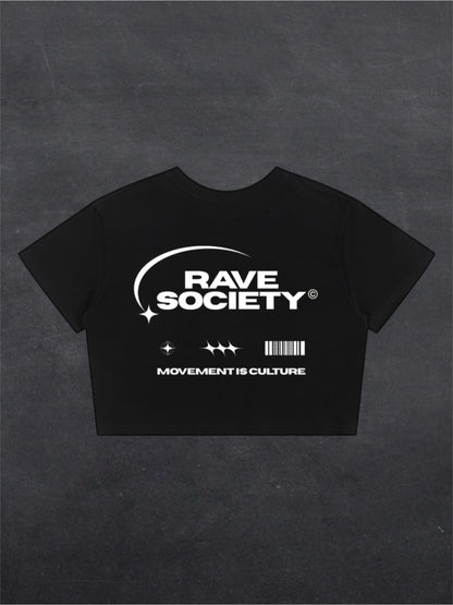 RAVE SOCIETY CROPPED TEE - BACK PRINT (black)