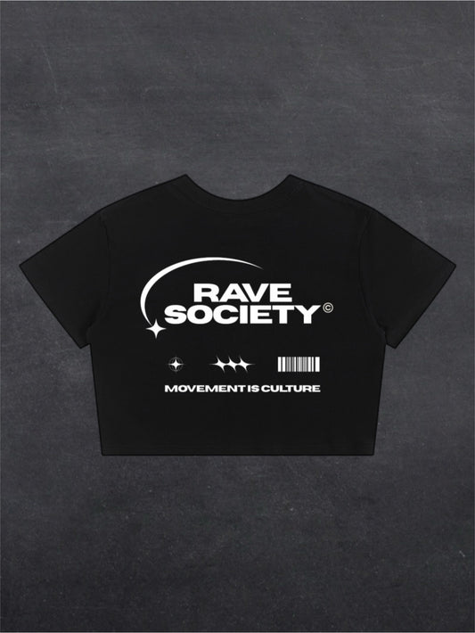 RAVE SOCIETY CROPPED TEE - BACK PRINT (black)