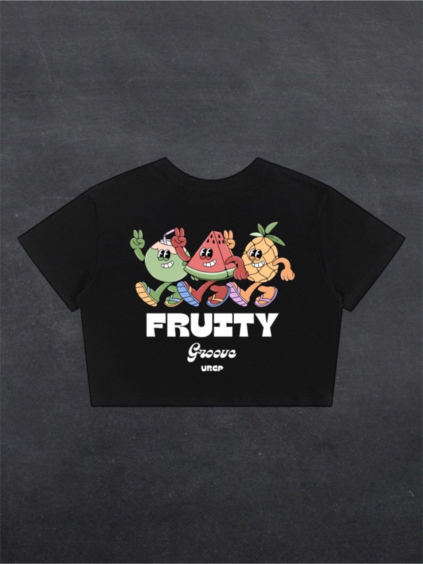 FRUITY GROOVE CROPPED TEE - BACK PRINT (black)