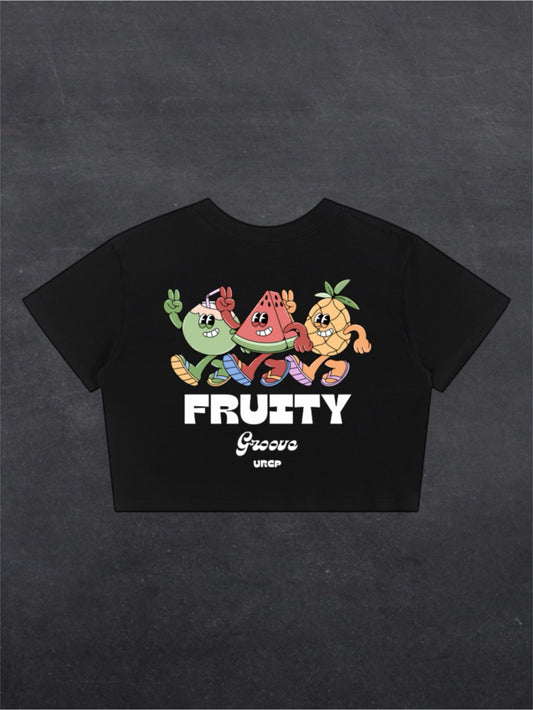 FRUITY GROOVE CROPPED TEE - BACK PRINT (black)