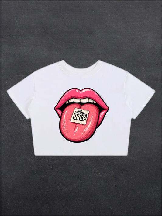 TAB CROPPED TEE - FRONT PRINT (black/white)