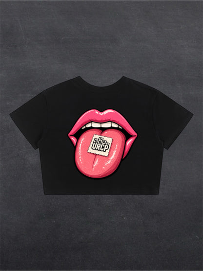 TAB CROPPED TEE - BACK PRINT (black/white)
