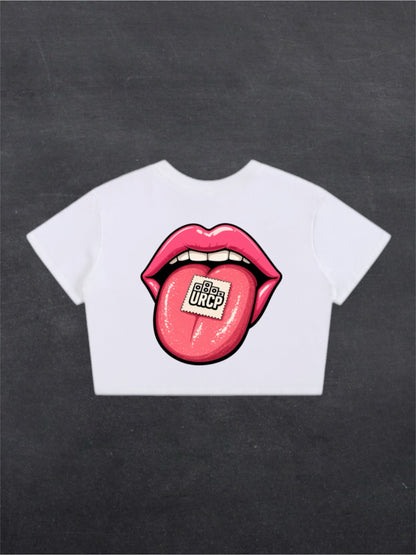 TAB CROPPED TEE - BACK PRINT (black/white)