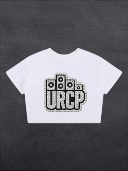 URCP DIAMOND CROPPED TEE - FRONT PRINT (black/white)