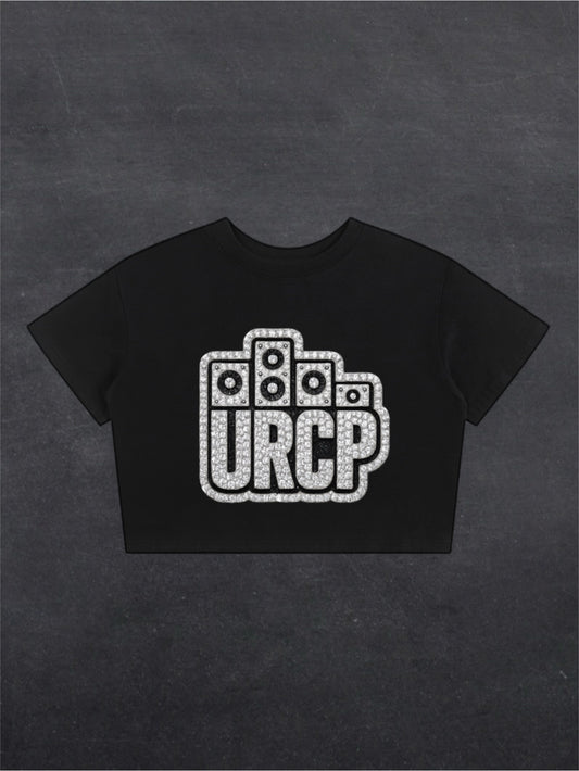 URCP DIAMOND CROPPED TEE - FRONT PRINT (black/white)