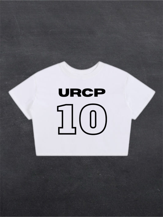 URCP 10 CROPPED TEE - FRONT PRINT (white)
