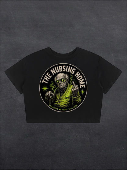 NURSING HOME CROPPED TEE - FRONT PRINT (black/white)