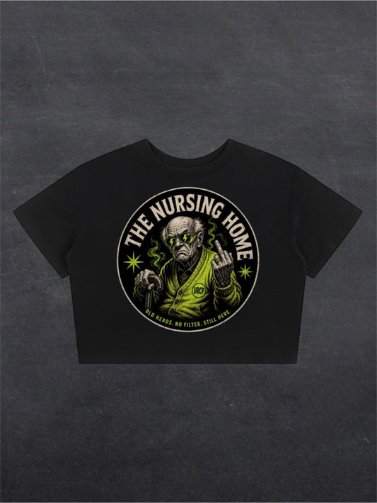 NURSING HOME CROPPED TEE - FRONT PRINT (black/white)