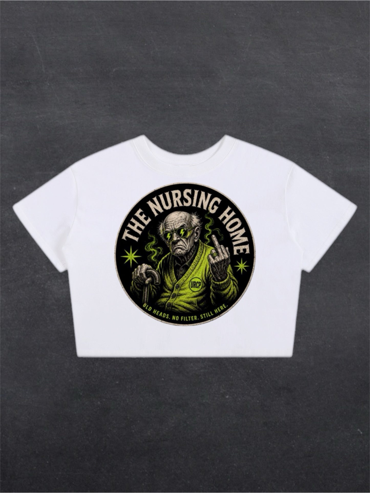 NURSING HOME CROPPED TEE - FRONT PRINT (black/white)