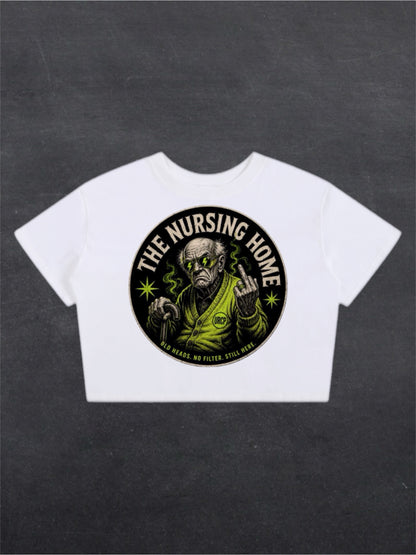 NURSING HOME CROPPED TEE - FRONT PRINT (black/white)