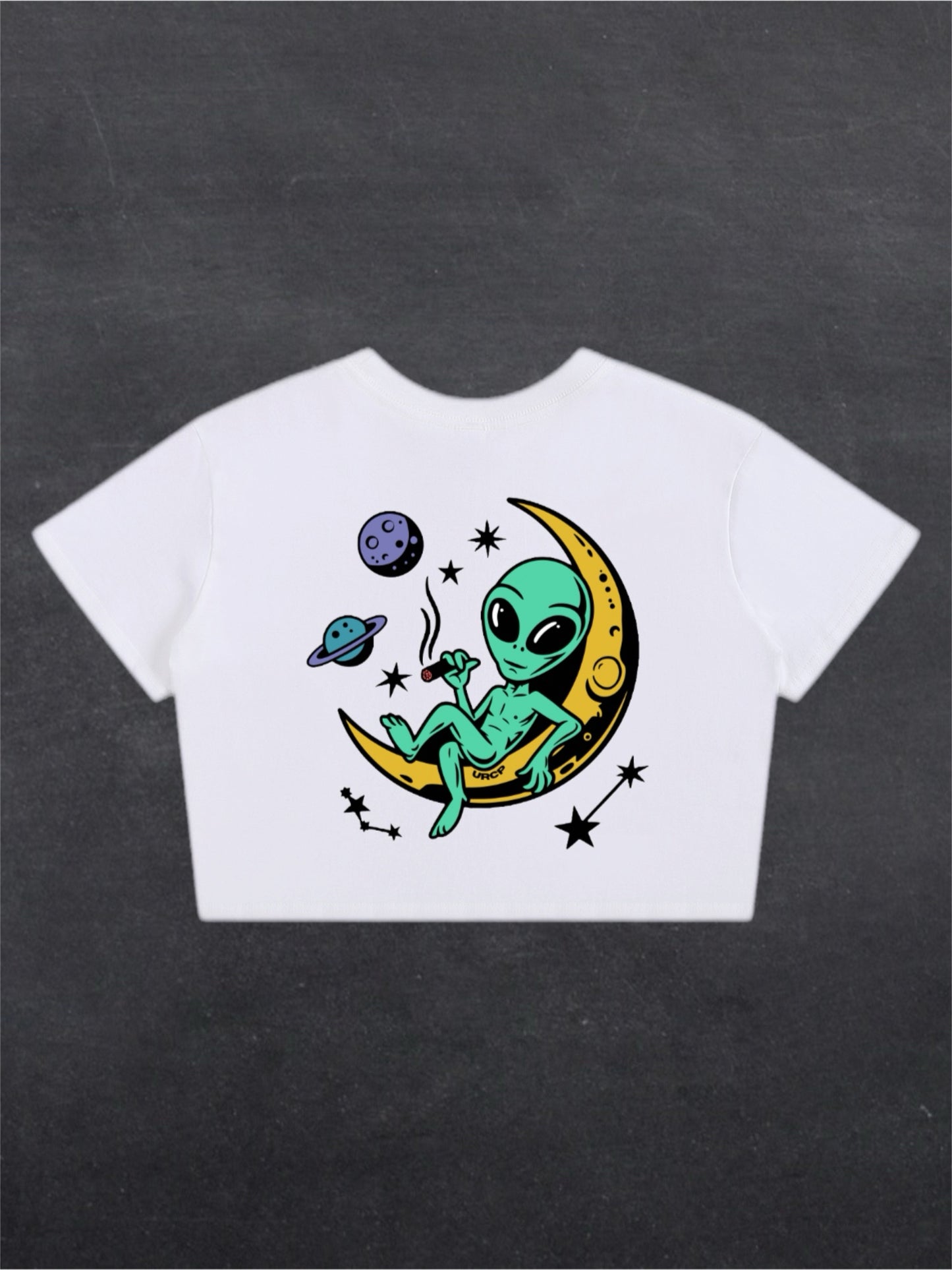 BLAZE ALIEN CROPPED TEE - BACK PRINT (white)