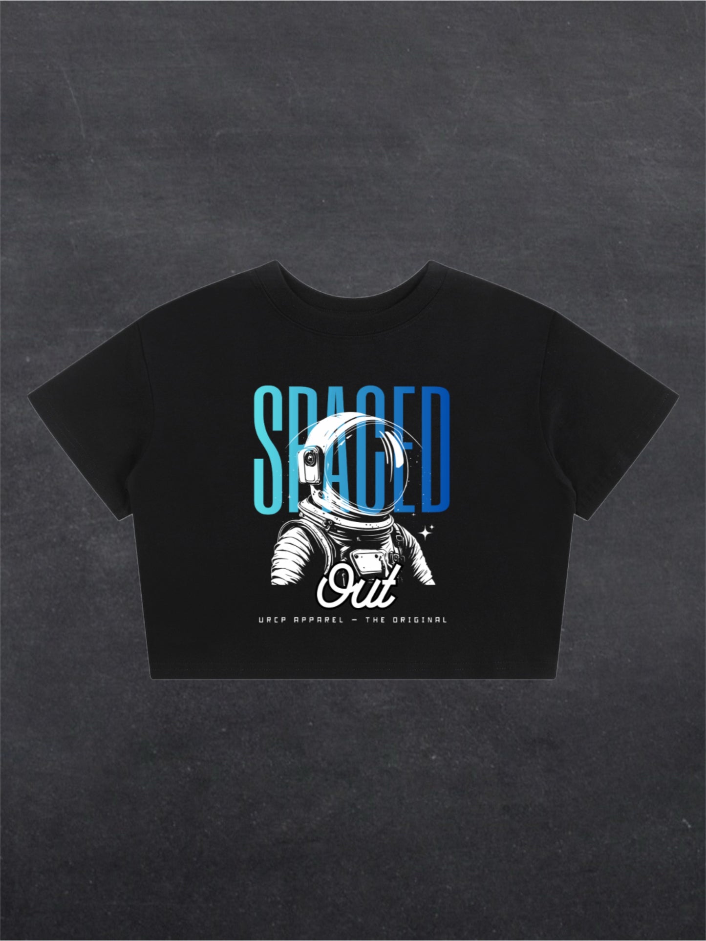 SPACED OUT ASTRONAUT CROPPED TEE - FRONT PRINT (black)