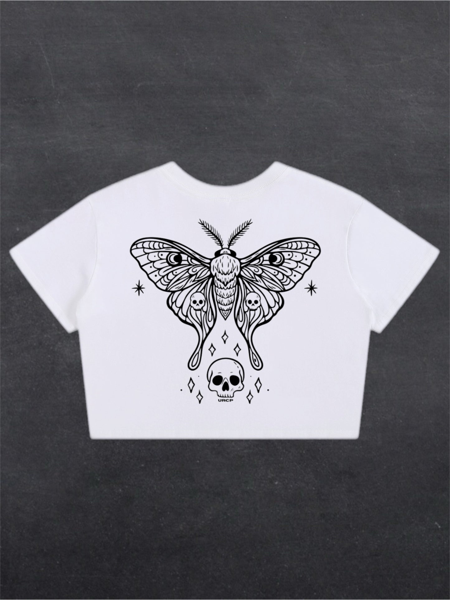SKULL MOTH CROPPED TEE - BACK PRINT (white)