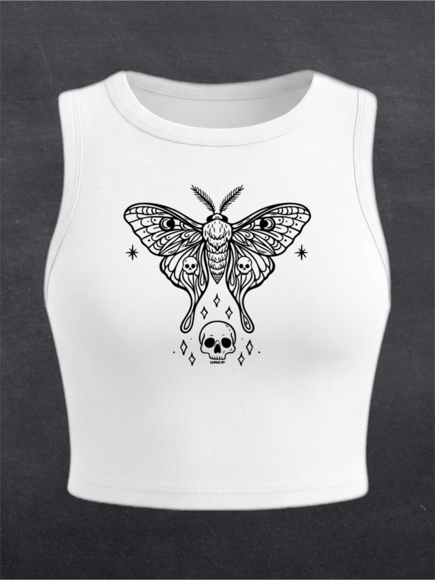 Skull Moth Crewneck Crop Top - FRONT PRINT (multiple colours)