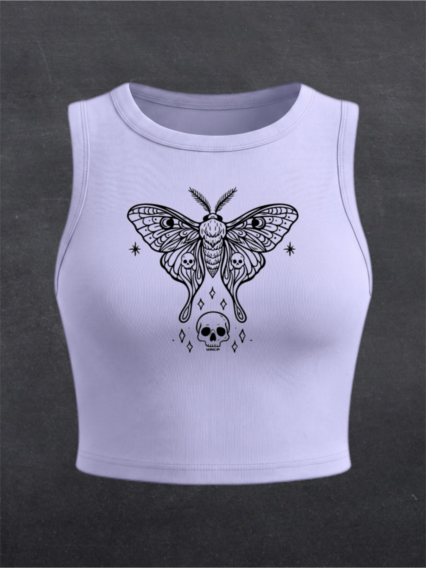 Skull Moth Crewneck Crop Top - FRONT PRINT (multiple colours)