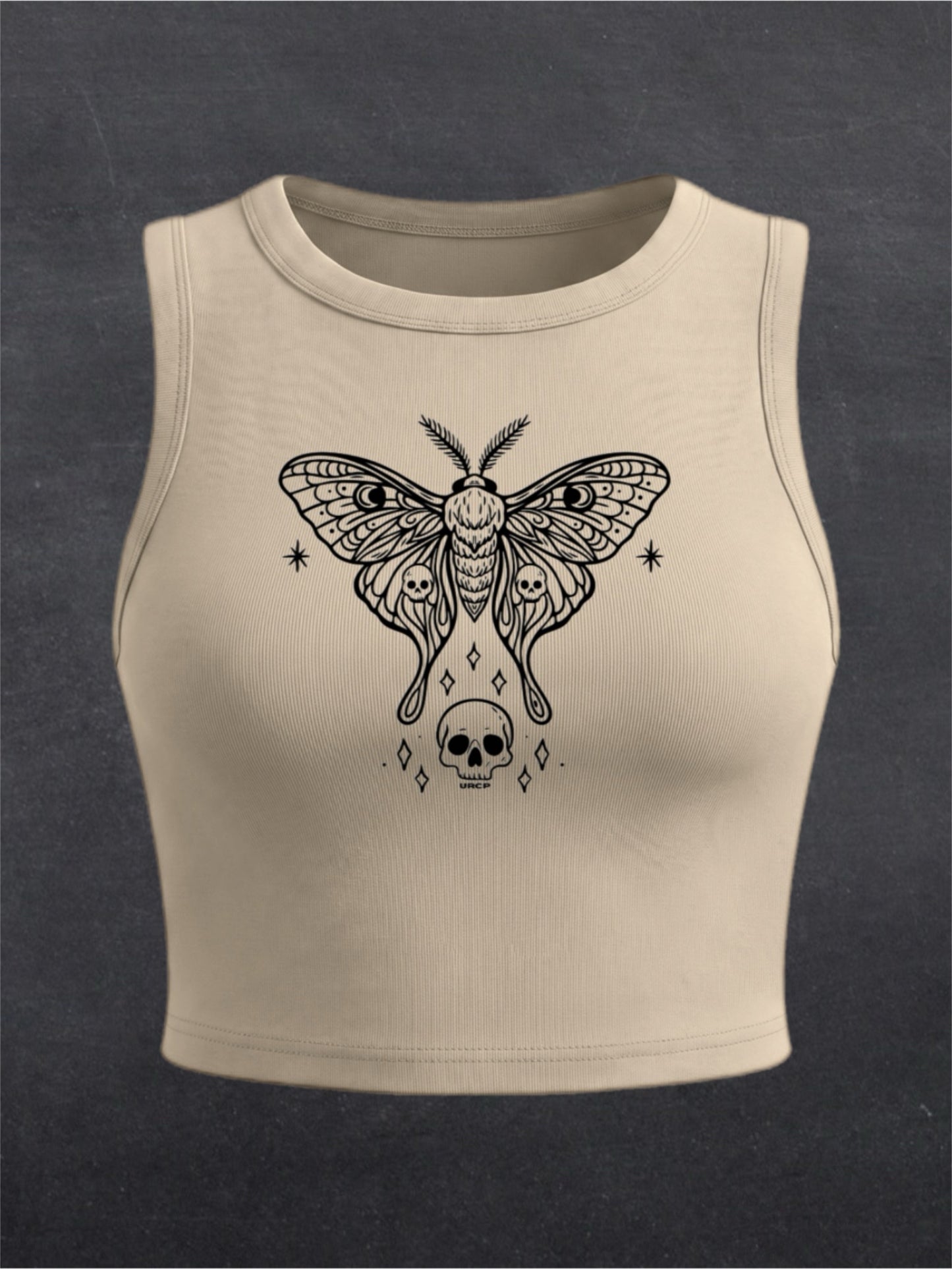 Skull Moth Crewneck Crop Top - FRONT PRINT (multiple colours)