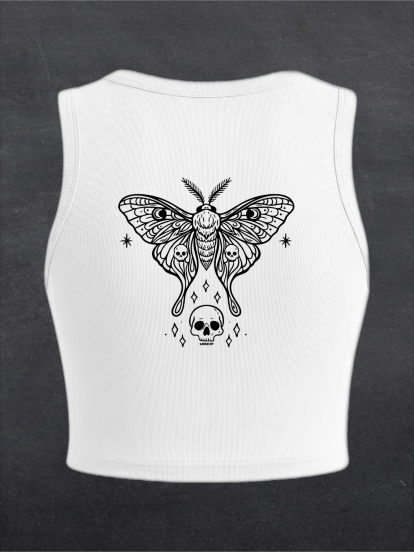 Skull Moth Crewneck Crop Top - BACK PRINT (multiple colours)