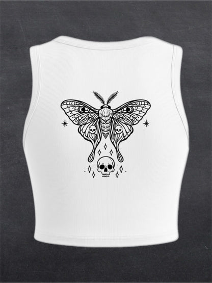 Skull Moth Crewneck Crop Top - BACK PRINT (multiple colours)
