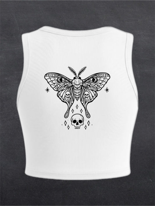 Skull Moth Crewneck Crop Top - BACK PRINT (multiple colours)