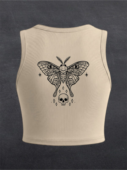 Skull Moth Crewneck Crop Top - BACK PRINT (multiple colours)