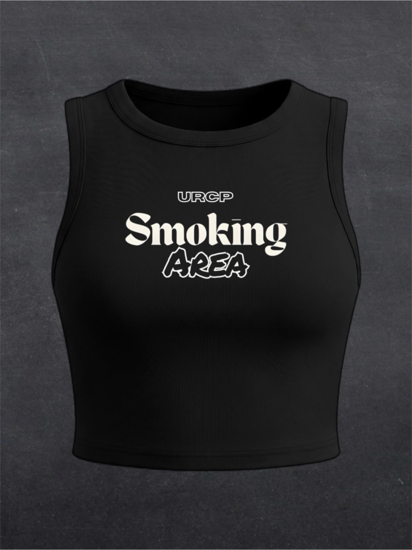 Smoking Area Crewneck Crop Top - FRONT PRINT (black)