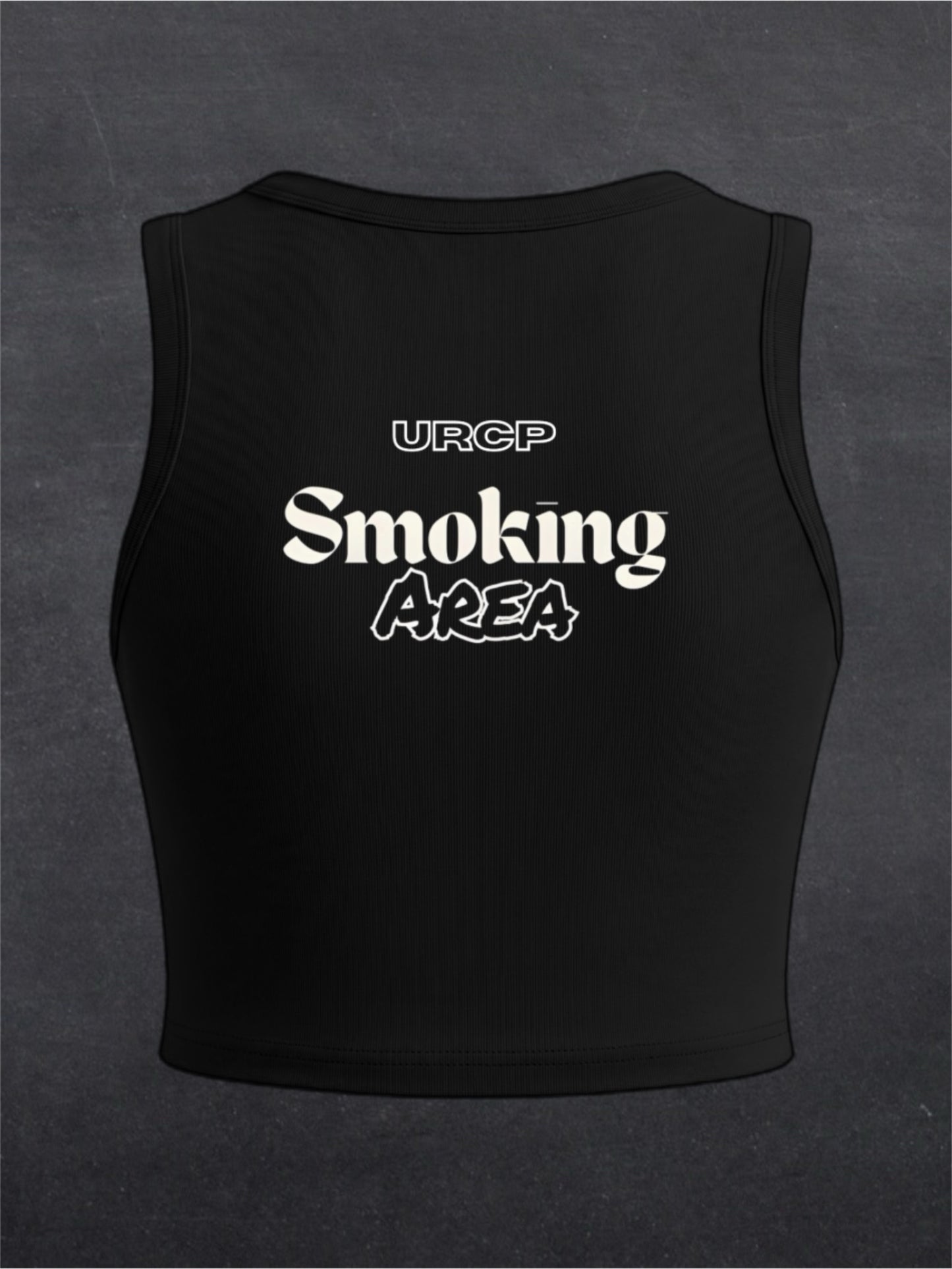 Smoking Area Crewneck Crop Top - BACK PRINT (black)